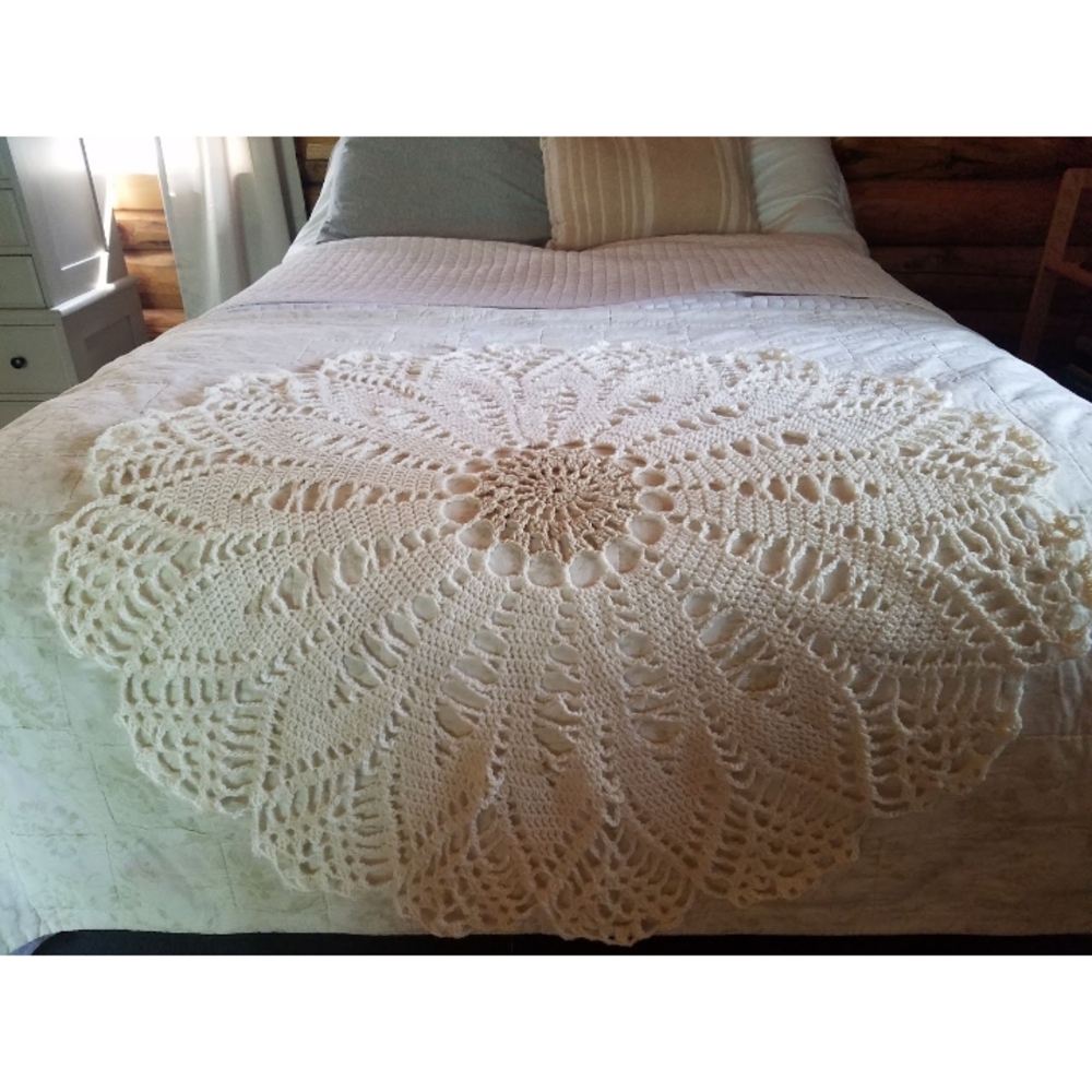 HUGE Hand Crafted Daisy Crochet Blanket Homemade Throw Spring Baby Photoshoot